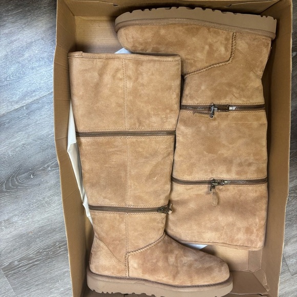 UGG | Classic Ultra Tall Boots In Chestnut With Zipper Details NEW Size 6 - Picture 10 of 13